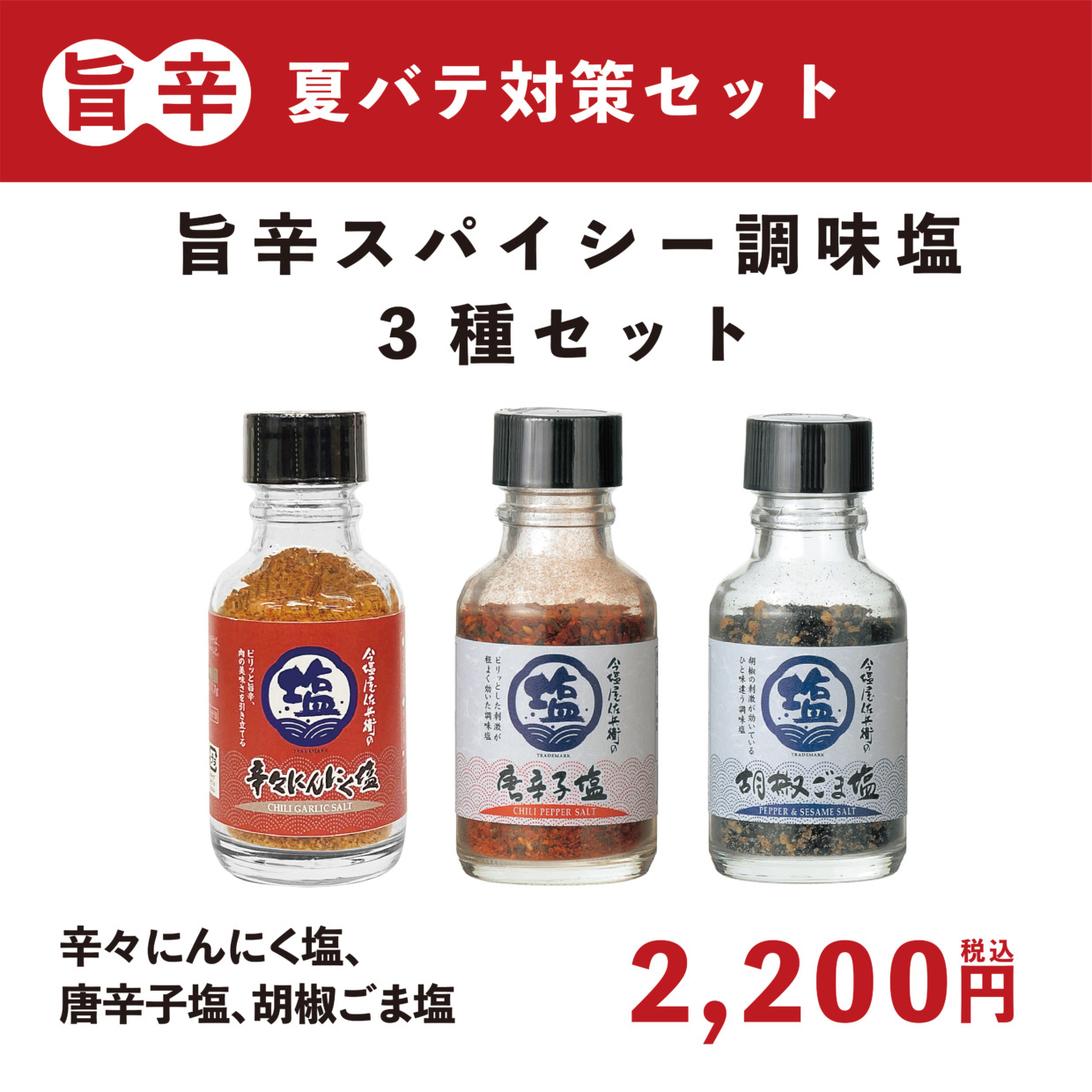【旨辛夏バテ対策】スパイシー調味塩３種セット