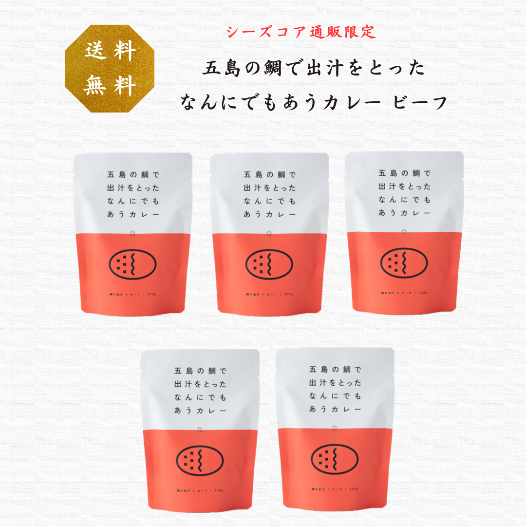 【通販限定 / 送料無料】五島の鯛で出汁をとった なんにでもあうカレー ビーフ  5食セット